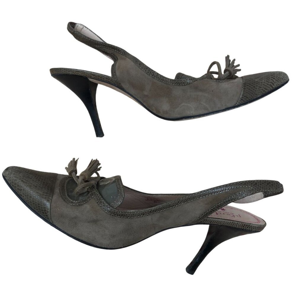 Plenty Tracy Reese Fiona Leather Slingback Heels Tassel Pointed Toe Size 39 | 9